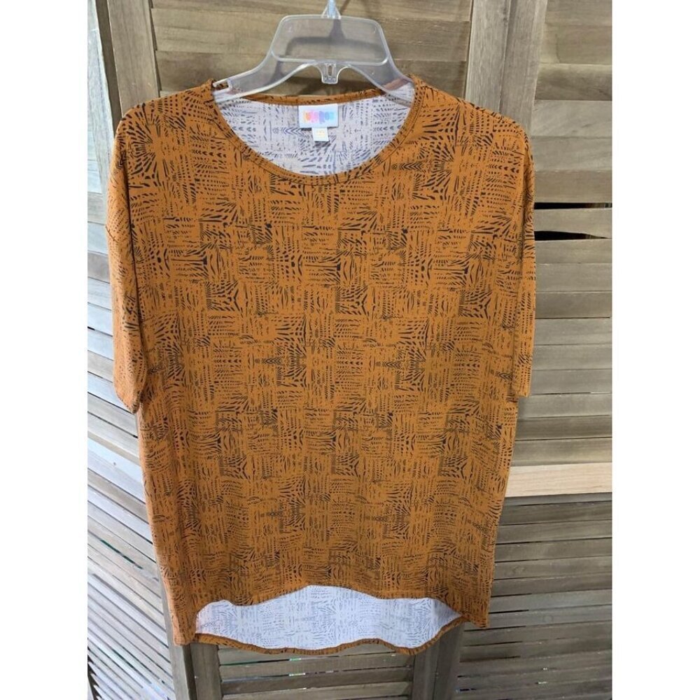 LuLaRoe Oversized Top Women's Size XXS Brown Y2K Retro Casual Hi-Low Fall Z2
